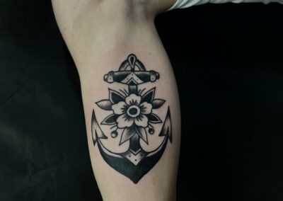 Flower and Anchor Tattoo