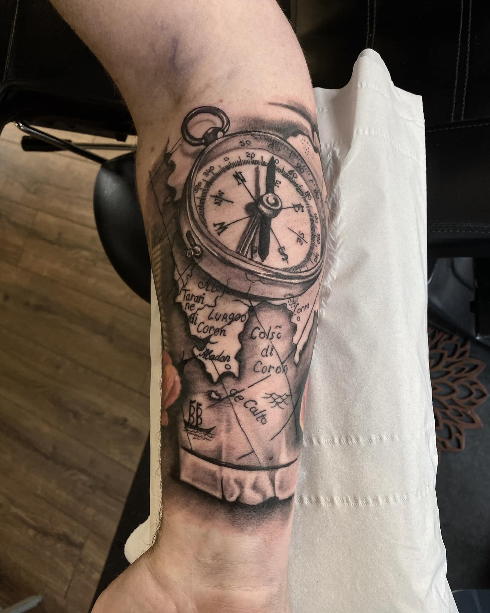 Compass and map by George Scharfenberg  TattooNOW
