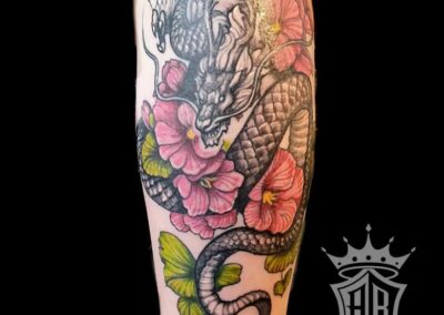 Ornate Dragon Flower Tattoo