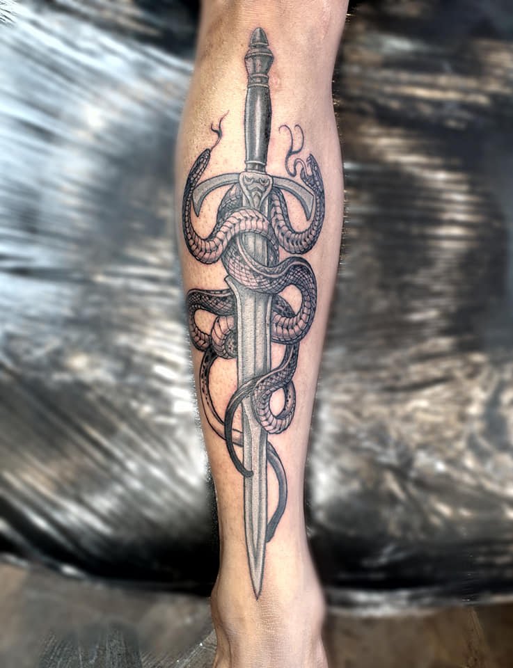 Sword and Snakes Tattoo